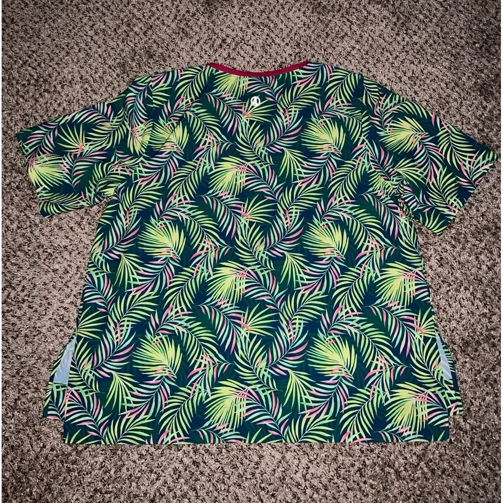 Lands End 365 Tunic Top‎ Womens Baltic Teal Multi Palm size 1X